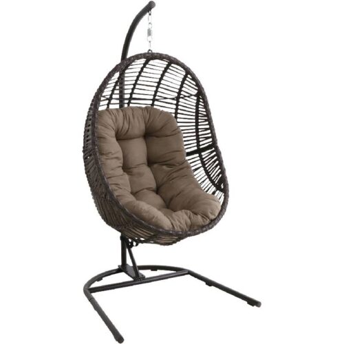 Hanover Isla Steel_Wicker Rattan Hanging Egg Chair 1