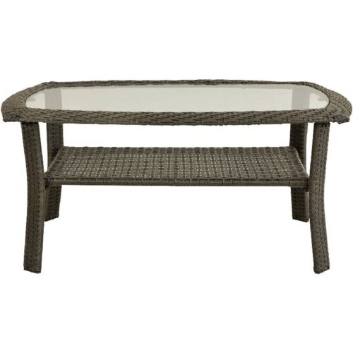 Hanover Newport Woven Coffee Table with Glass Top 1