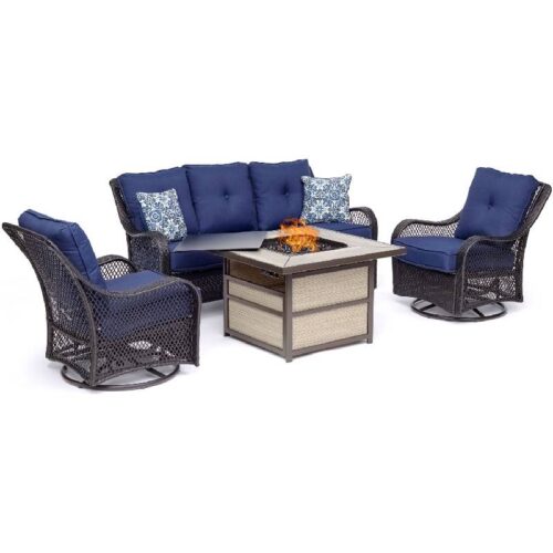 Hanover Orleans 4pc Fire Pit Dining Set 11
