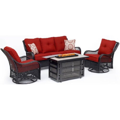 Hanover Orleans 4pc Fire Pit Dining Set 1