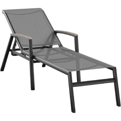 Hanover Seaside Aluminum Chaise Lounge with Fauxwood Arms 1