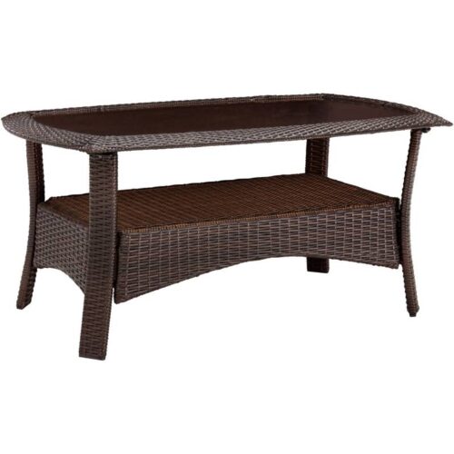 Hanover Strathmere Woven Coffee Table with Glass Top 1