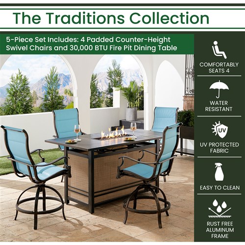 Traditions 5 Piece High Top Fire Pit Dining Set - Image 2