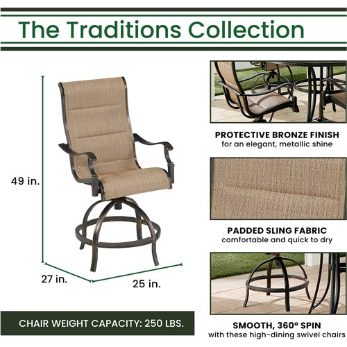 Traditions 5 Piece High Top Fire Pit Dining Set - Image 7