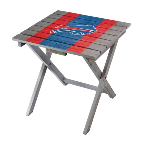 Add style and convenience to your patio or backyard with this NFL folding adirondack table Made from solid, high quality pine wood with team logo on table top Classic slatted square design Folds down for easy storage and transportation Product is officially licensed by the NFL Made in China