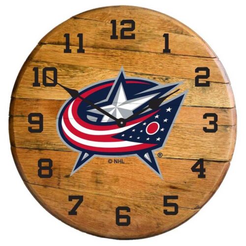 Imperial-Columbus-Blue-Jackets-Oak-Barrel-Clock2