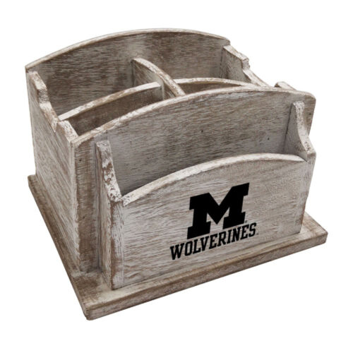 Imperial University of Michigan Rustic Wood Desk Organizer 1