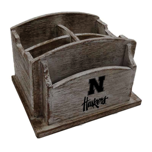Imperial University of Nebraska Rustic Wood Office Organizer