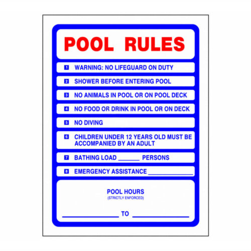 PoolStyle PS233 18" x 24" Vertical Pool Rules Sign