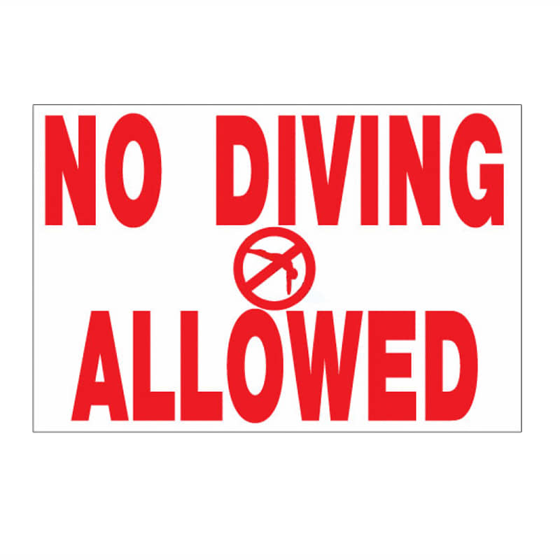PoolStyle PS244 18" x 12" Horizontal No Diving Allowed Sign