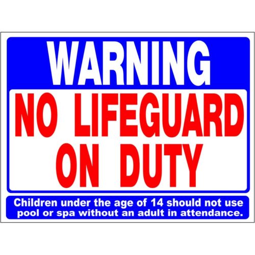 PoolStyle-PS235-18-x-24-Vertical-No-Lifeguard-On-Duty-Sign