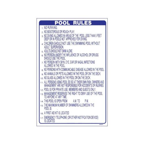 PoolStyle PS239 24 x 36 Vertical Pool Rules Sign
