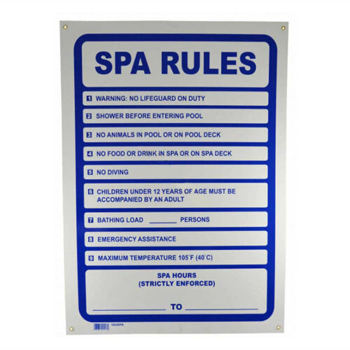 PoolStyle PS249 1824SPA 18" x 24" Vertical Spa Rules Sign