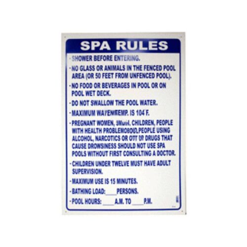 PoolStyle PS256 FL-4 VERTICAL Spa Rules Sign