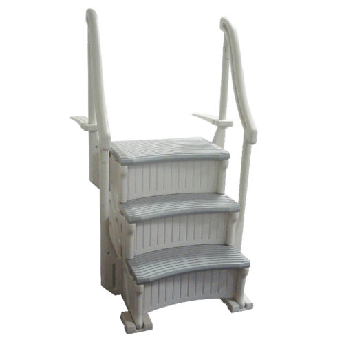 Confer CCXIG Gray Beige Drop In Inground 3 Step Base Staircase with 2 Handrails 1