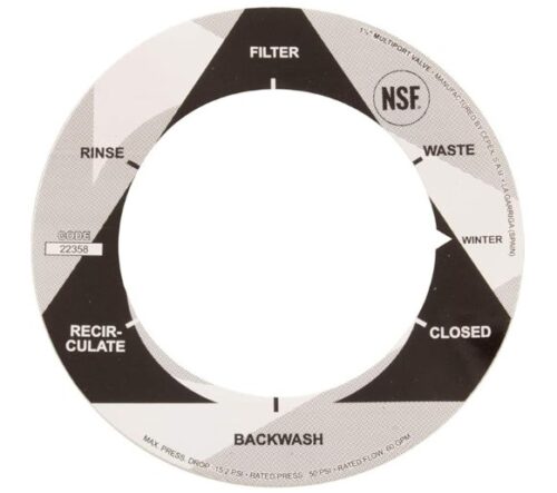 Astral 22358N0201 Lid Label, for 1-1/2 In. MultiPort Valve, 6-Position