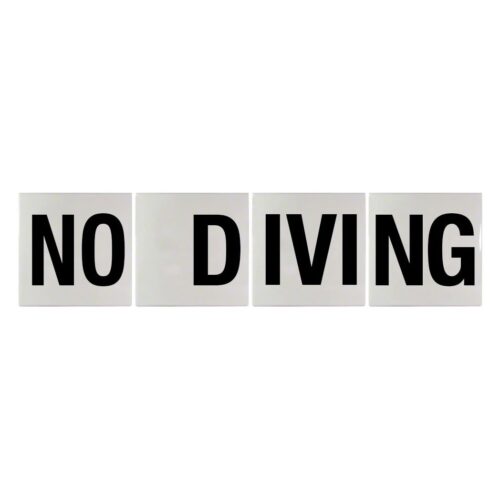 Inlays C612000 6 In. Smooth Ceramic No Diving Letters 4 Piece Set Tiles 1