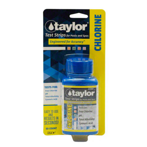 Taylor-S-1401-Chlorine-Test-Stips,-for-Free-Chlorine,-pH,-Alkalinity,-Cyanuric-Acid,-50-Test-Strips