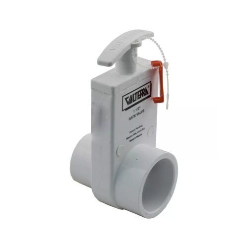 Valterra 2102X Gate Valve, 1-1/2 In. Socket x Spigot, Unibody, PVC, White 1