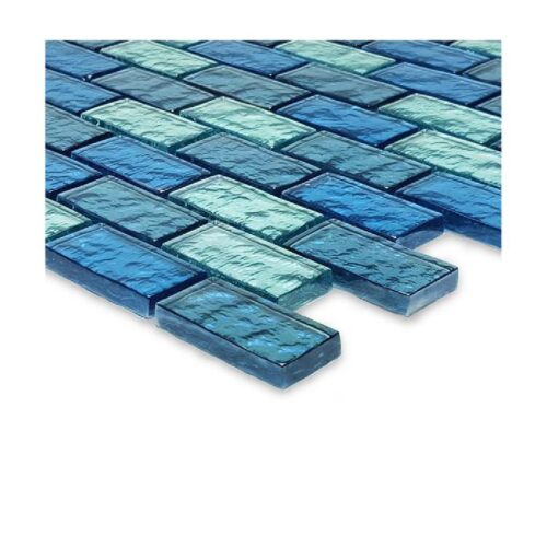 Master Tile MASBBM1 Glass Tile, 1 In. x 2 In., Blue Blend Brick Mix, 20 Sheets. 20 Sq. Ft. per Case 1