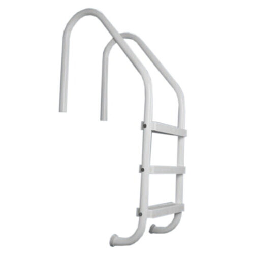 Saftron-P-324-L3W-Residential-Inground-Pool-Ladder,-3-Step,-White,-with-Matching-Escutcheons