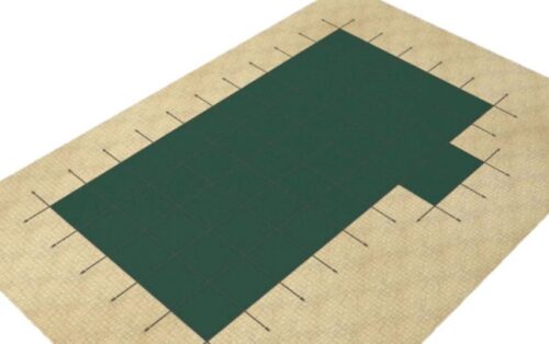 Merlin Dura-Mesh Rectangle Safety Cover, 18' x 36' with 4' x 8' Right Step, Green