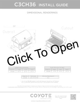 C3CH36 Coyote 36" Built-in Stainless Steel Charcoal Grill