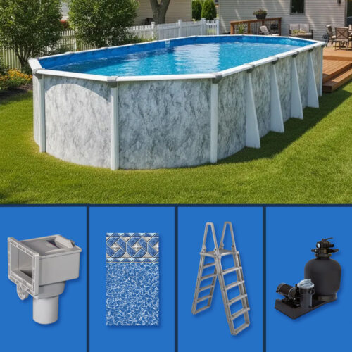 12' x 24' Oval Sea Shore Above Ground Pool Kit Package