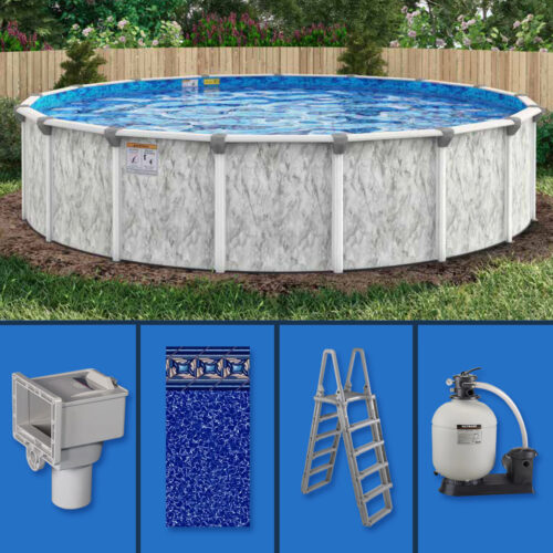 27' Round Sea Shore Above Ground Pool Kit Package